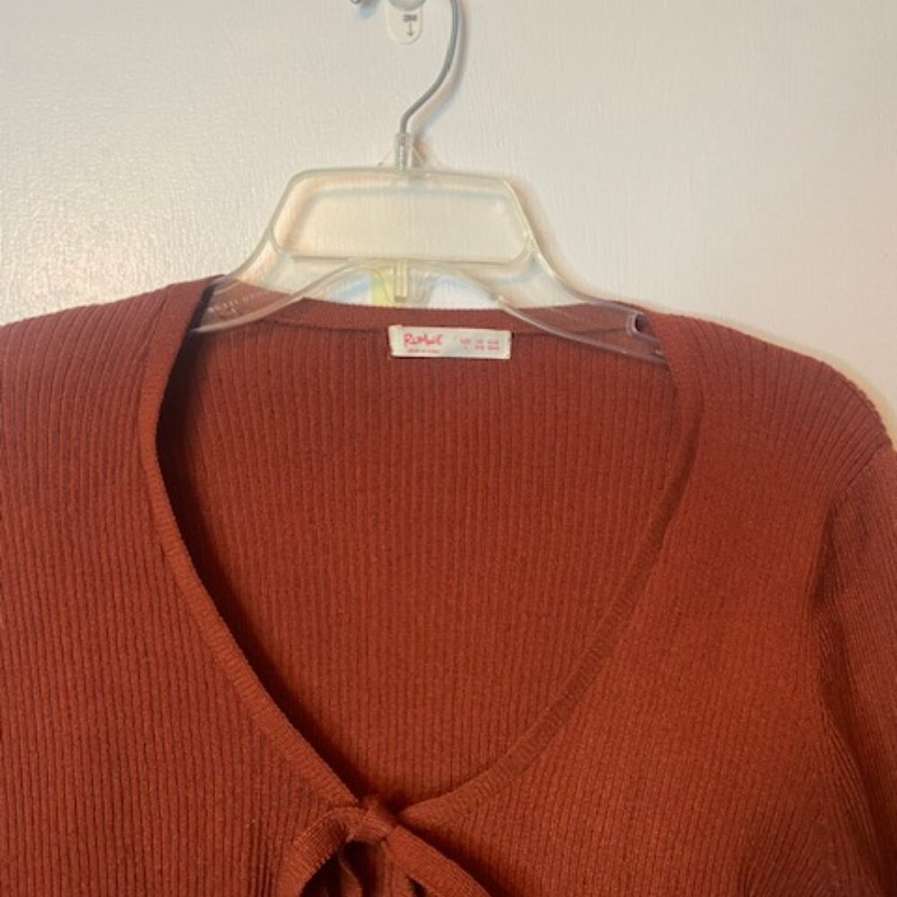 Romwe Rust crop sweater with bow - Picture 2 of 9